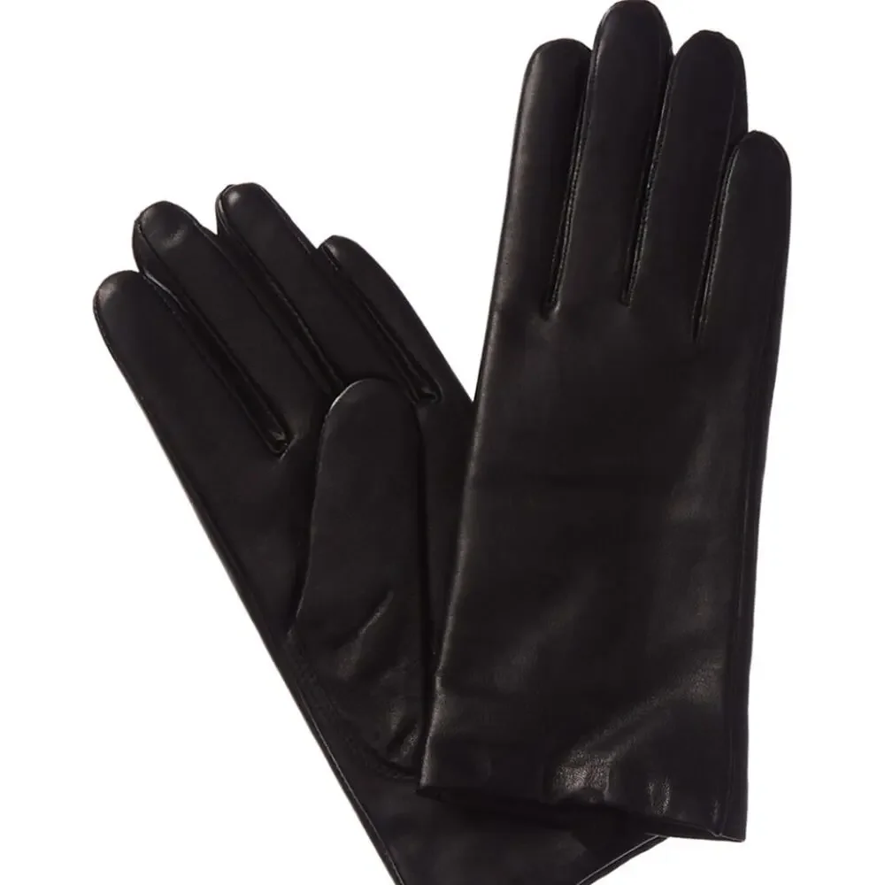 NWT Phenix Black Leather Cashmere Lined Gloves size Large in Gift Box
